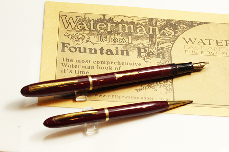 Vintage Waterman Burgundy Champion 501 Pen And Pencil Made In England