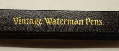 Hand Made Men Box's for Vintage Pens v1823 in a black box with gold lettering.